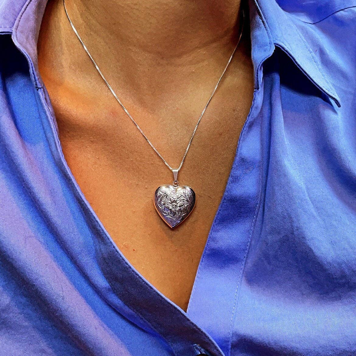 Milie – Großhandel Medaillon-Ketten – Herzmedaillon aus Silber mit Bild, Anhänger-Charm1