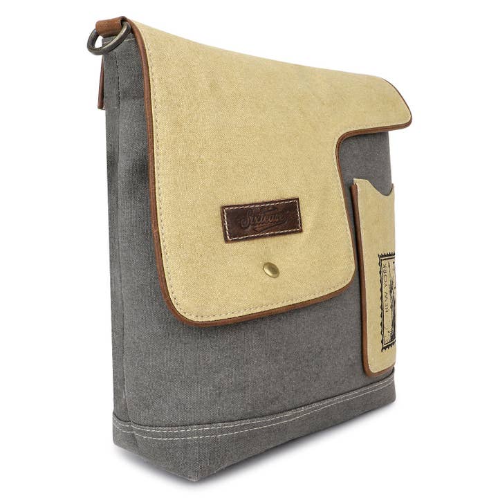 Sixtease Bags USA - Wholesale Crossbody Bag - Women's - Canvas & Leather Women's Crossbody Bag - Dun/ Davy's Gray