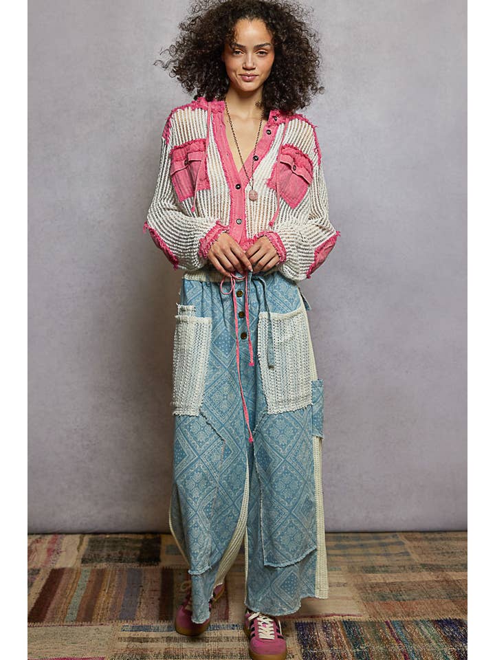 Pol Clothing - Vente Chemise à col boutonné – femme - Chemise à capuche en tricot ouvert avec poche boutonnée sur le devant en solde29