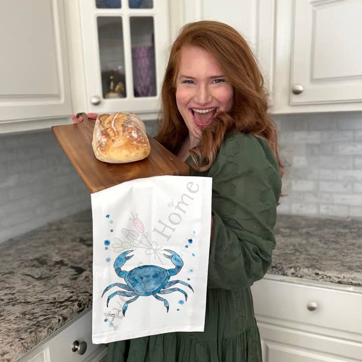 Avery's Home - Wholesale Tea Towel - Navy Stone Crab Tea Towel1