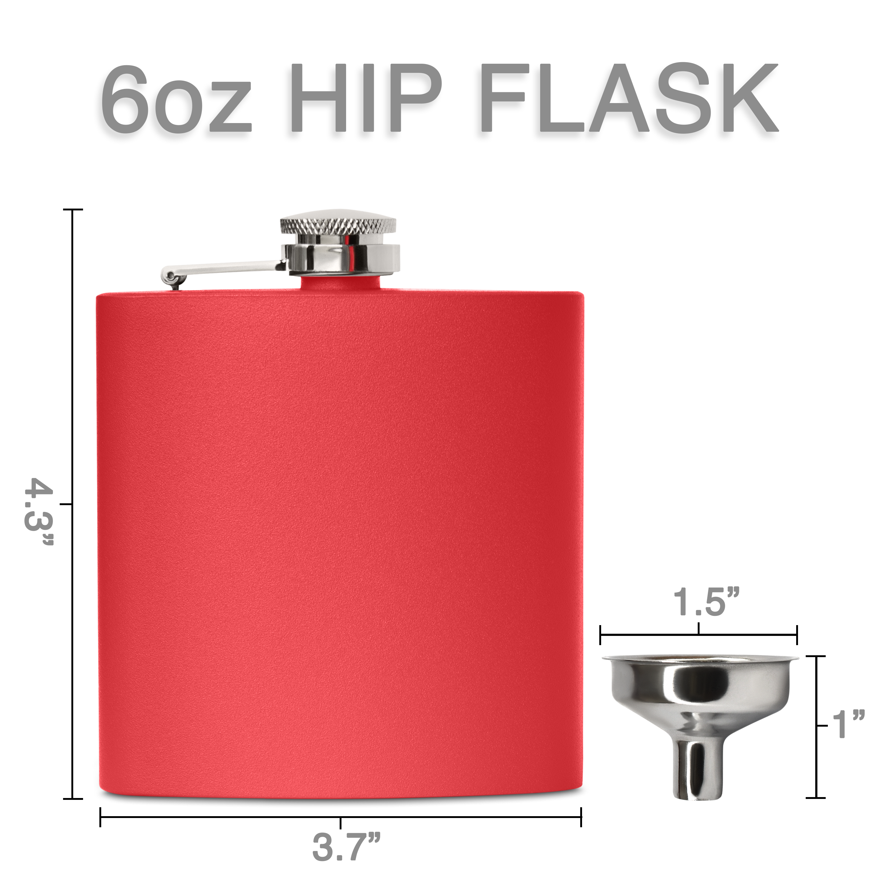 Clear Water Home Goods - Vente Flasque - Flacon à hanche en acier inoxydable de 6 oz avec entonnoir | Flacon revêtu de poudre6