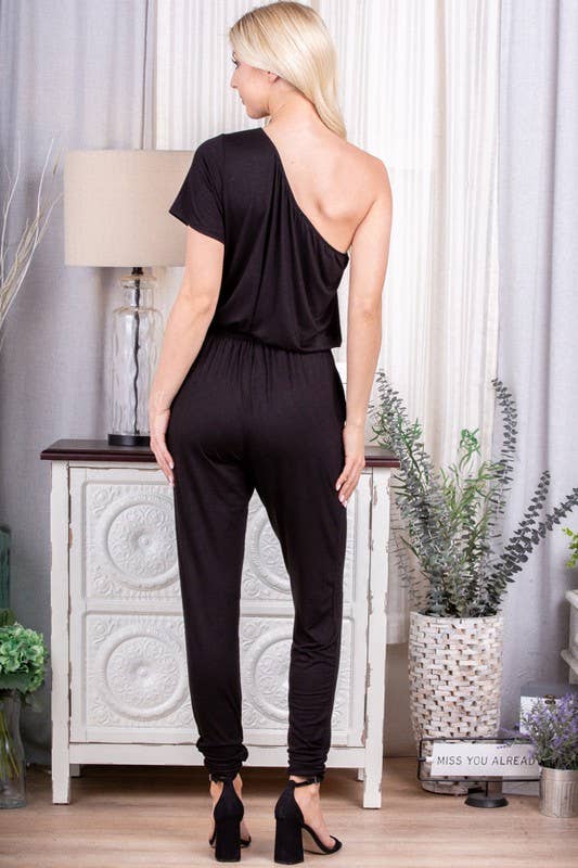 HEIMISH – wholesale Jumpsuit – Women's – SP1097-10 ONE SHOULDER SOLID JUMPSUIT WITH RUCHED7