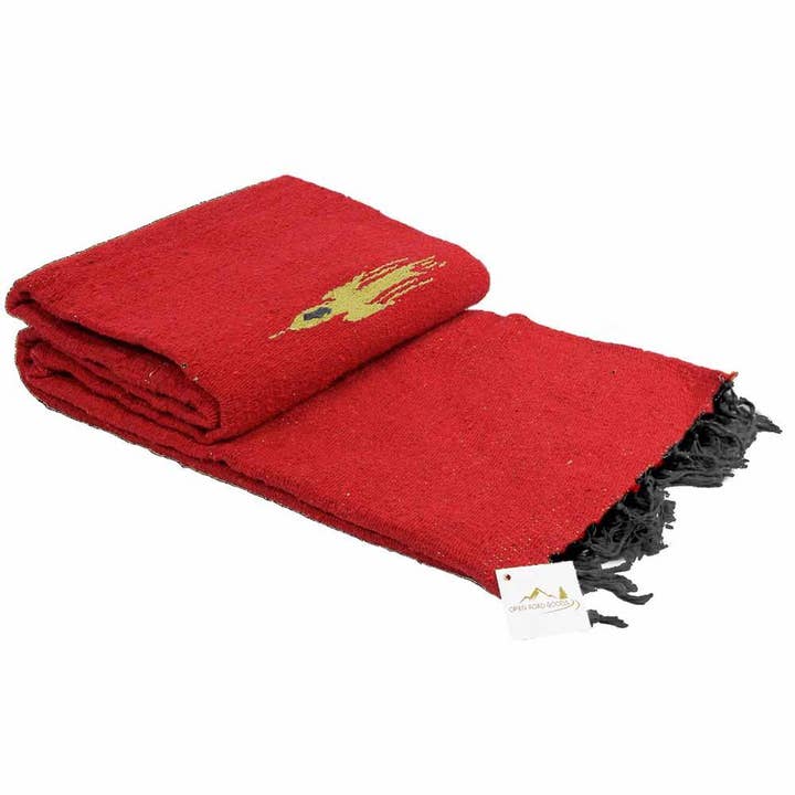 West Path - Wholesale Throw Blanket - Red Thunderbird Mexican Blanket Vintage Style Hand Woven