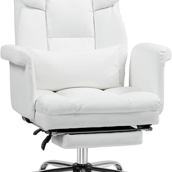 White Ergonomic Office Chair With Footrest And Swivel for wholesale by ShipItFurniture
