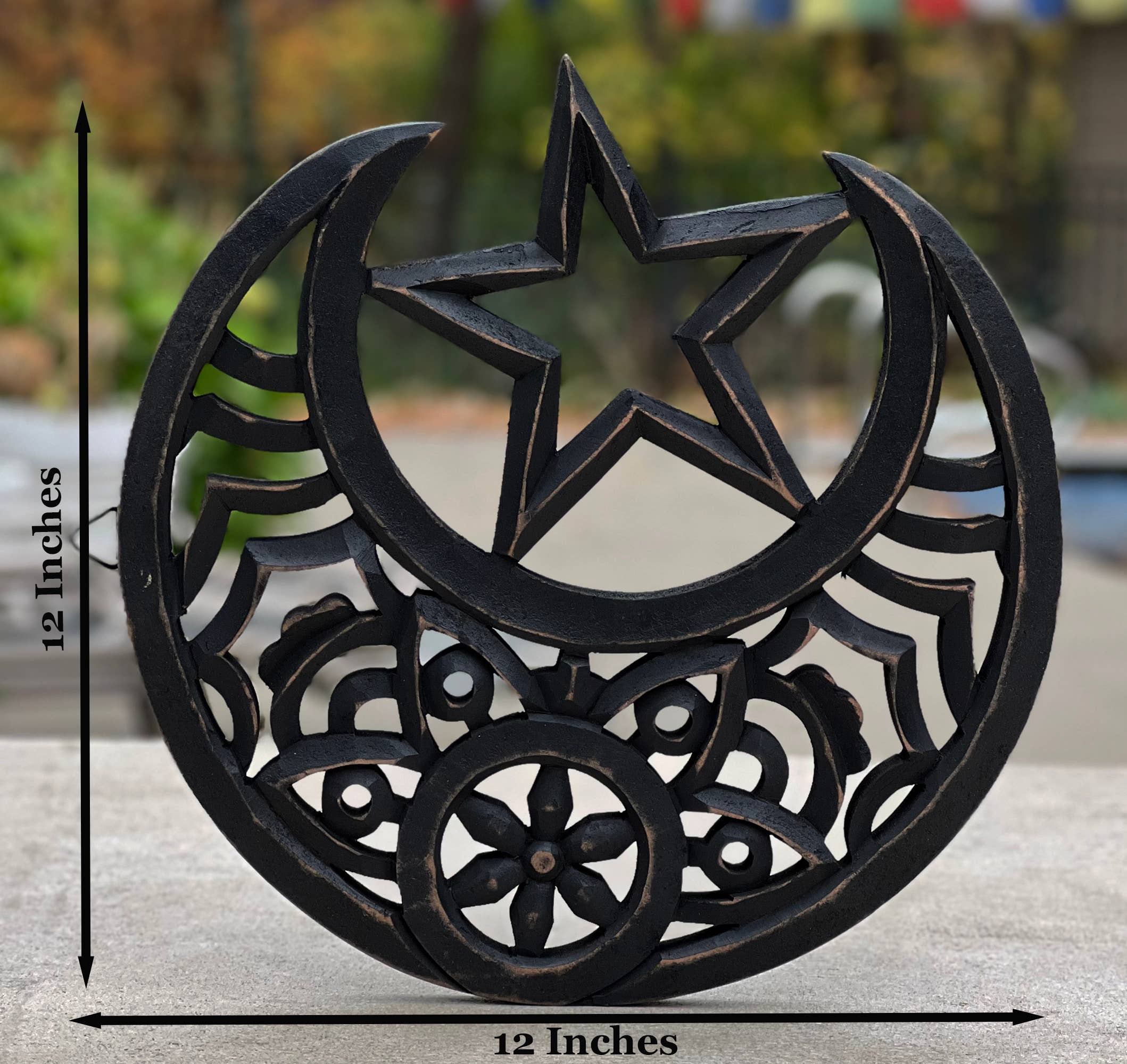 Lungta Imports - Wholesale Wall Accent - Handcrafted Wooden Celestial Star Moon Wall Décor Hanging6