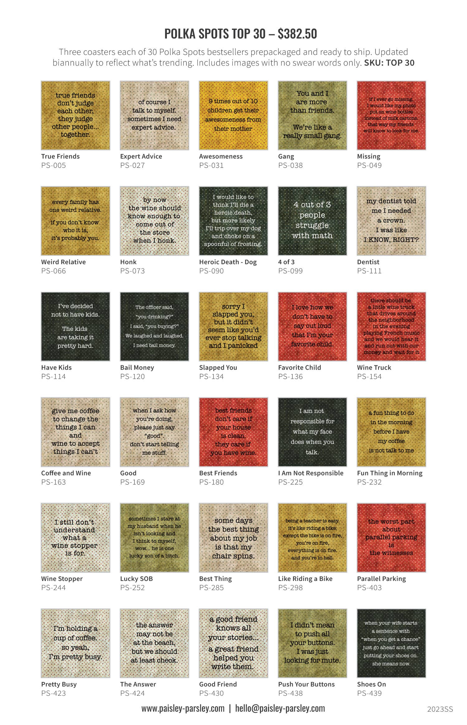 Paisley & Parsley – wholesale Coasters – Top 30 - Polka Spots Marble Coaster Bundle1