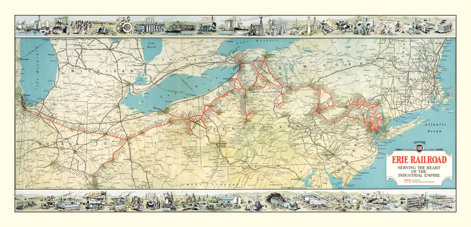 Ted's Vintage Art - Wholesale Map - Vintage Railroad Map of United States 19274