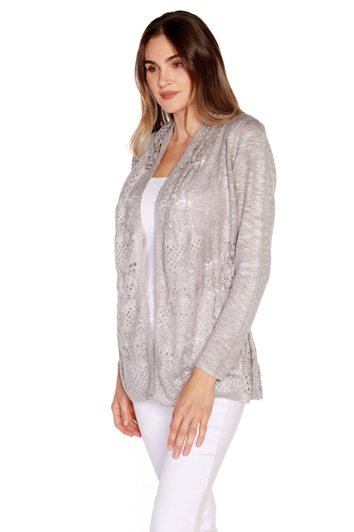 Belldini - Wholesale Cardigan - Women's - Women's Long Sleeve Crochet Knit Swing Cardigan4