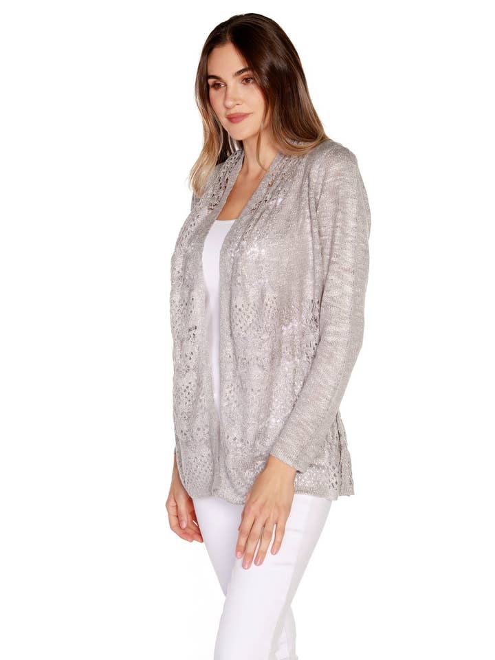 Belldini - Wholesale Cardigan - Women's - Women's Long Sleeve Crochet Knit Swing Cardigan4