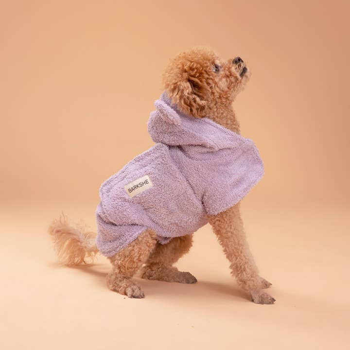 BARKSHE - Vendita all'ingrosso Felpa con cappuccio - Cani - Accappatoio per cani//Lilla