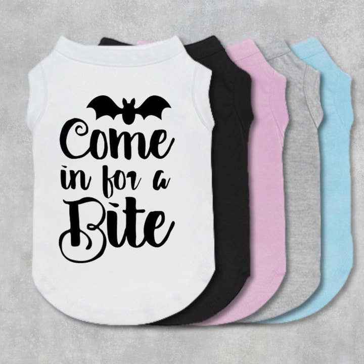 Come In For a Bite Dog Shirt for wholesale by The Honest Dog Company