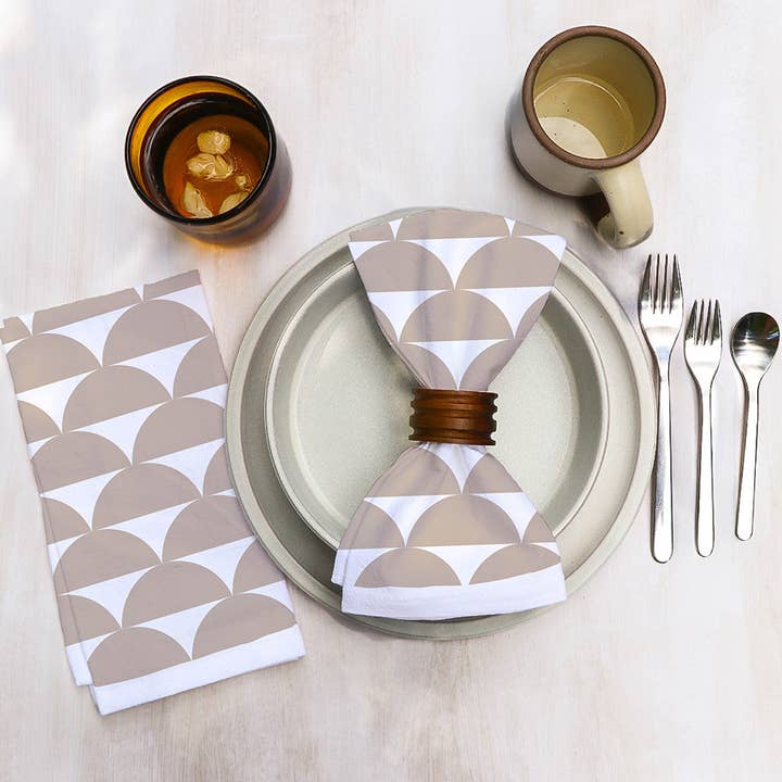 Serviette im Halbkreismuster, 4er-Set, Baumwolle für den Großhandel von Muse Textiles