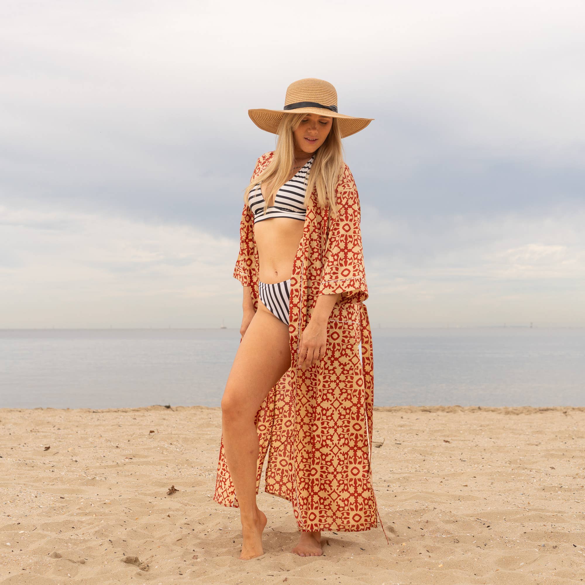 Glamthread - Wholesale Kimono - Women's - Geometric Block Print' Women's Cotton Kimono Robe2