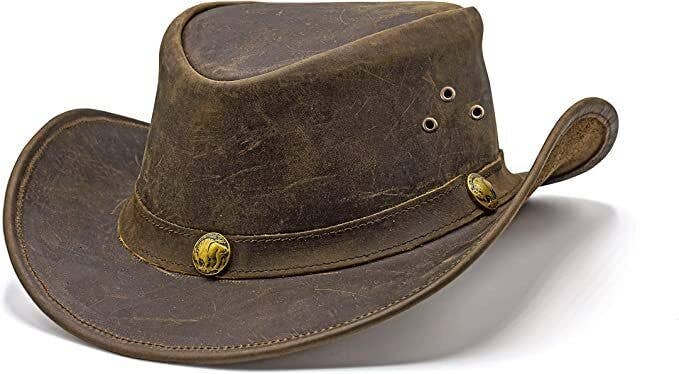 Hadzam - Vente Chapeau de cowboy – unisexe - Chapeau cowboy Outback en cuir durable et malléable unisexe Hadzam1