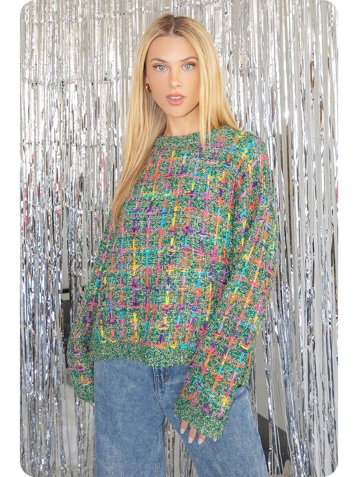 Strut & Bolt - Wholesale Tunic Sweater - Women's - Mallard Multi Tweed Pullover Knit Sweater16