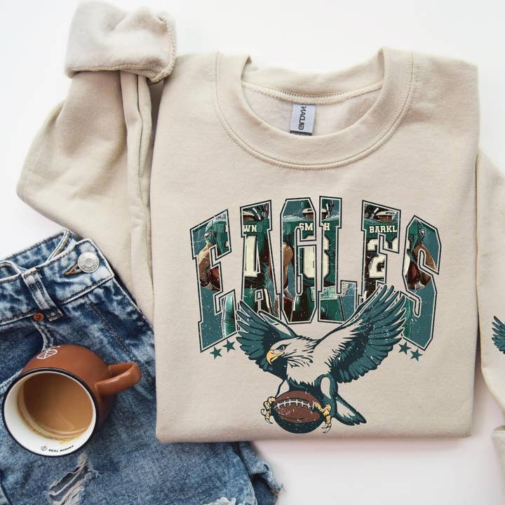 TheKingShirt - Wholesale Graphic Sweatshirt - Women's - Vintage Philadelphia Eagles Football Shirt - Retro Fan Gift0