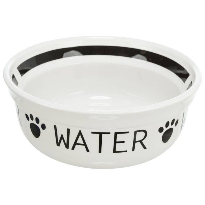 Ceramic Dog "Water" Bowl (White/Black) 0.25 l/ø 13 cm for wholesale by Trixie UK