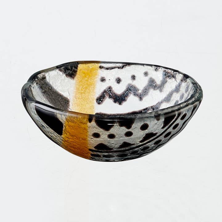 Boho Skål XS 9x4 Amber & Sorte Tegninger for engroshandel hos Cavari Atelier
