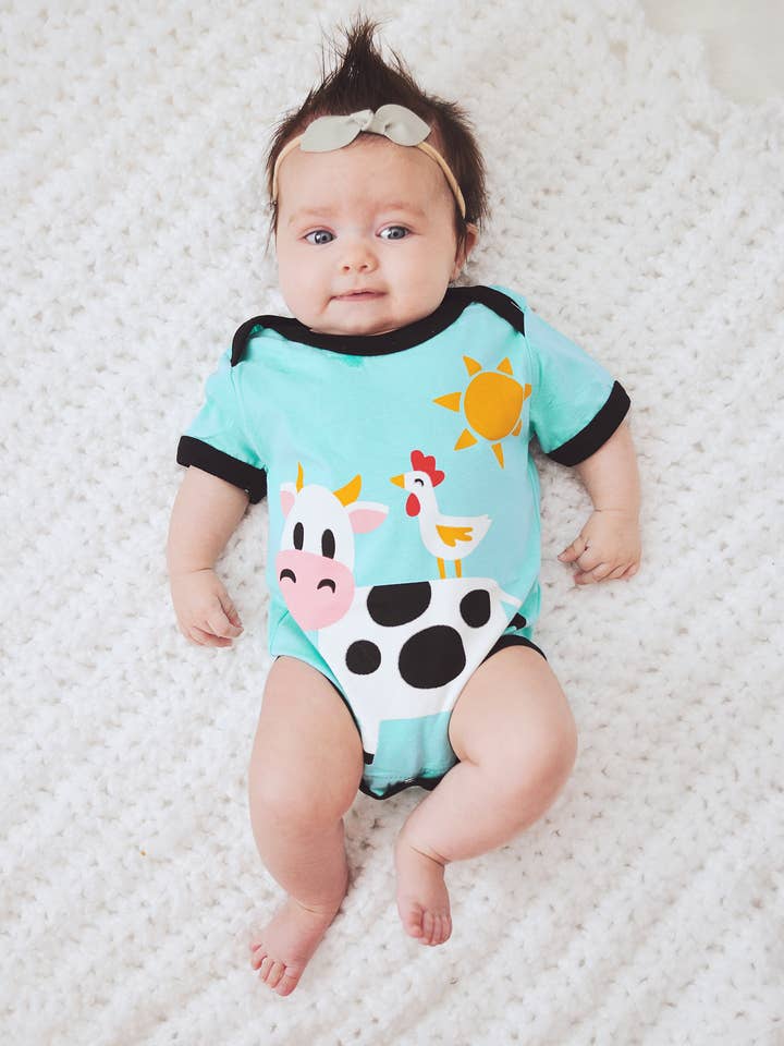 Doodle Pants – wholesale Bodysuit (non-footed) – Baby – Cow Bodysuit - Western Toddler and Baby Clothing2