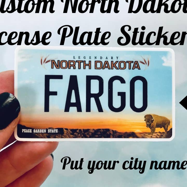 Beckamade - Wholesale Sticker - Custom North Dakota License Plate City Sticker0