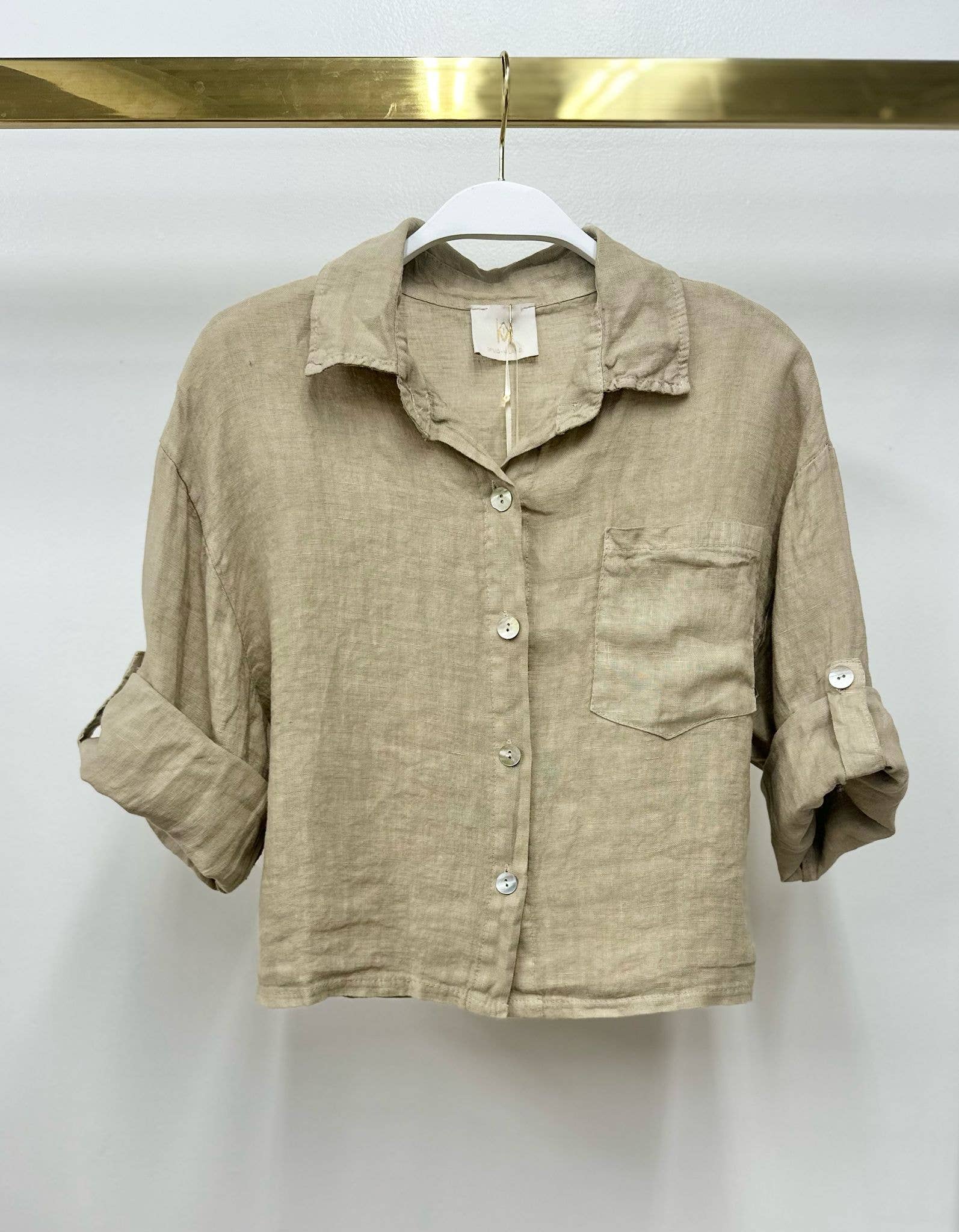 MILIO MILANO - Wholesale Button Down Shirt - Women's - LINEN BUTTON UP TOP WITH FRONT POCKET (707106/3521)12