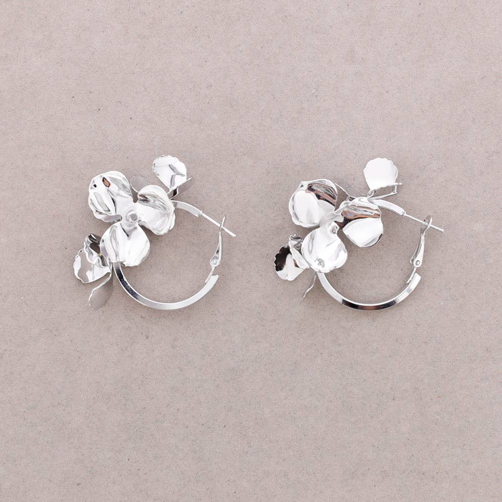 Sonata - Wholesale Snap Jewelry - Metal Flower Hoop Earrings1