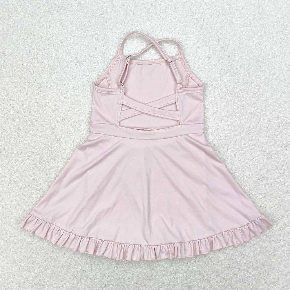 Aier Wholesale - Wholesale Athletic Dress - Kids - Baby Girls Pink Knit Knee Length Active Wear Dresses5
