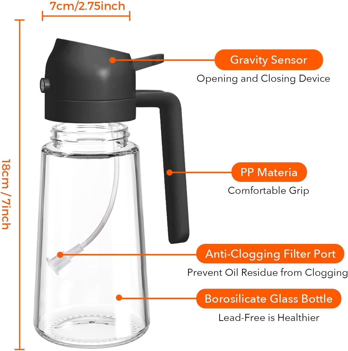 Otterware - Wholesale Oil/Vinegar Dispenser - 2-in-1 Oil Sprayer & Oil Dispenser – 16oz Glass, Oil Bottle6