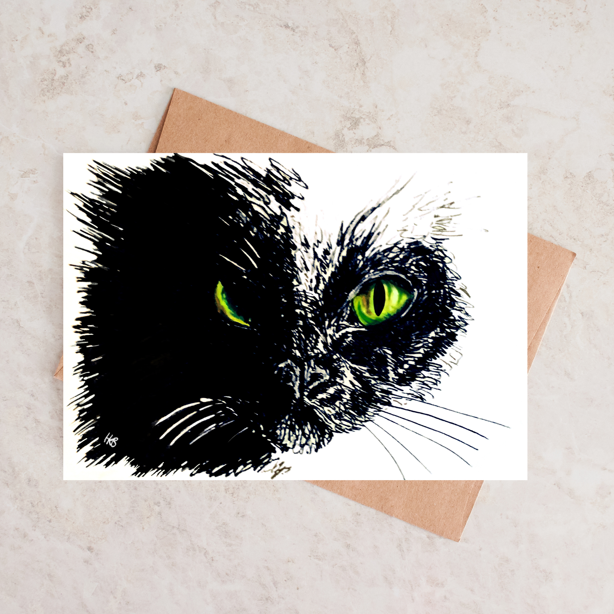 Hannah Kate Makes - Wholesale Art Print - Black Cat Art Print - A5/A4 - Halloween Witch's Familiar8