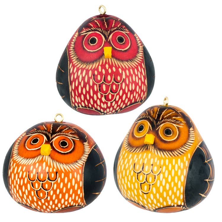 Lucuma Designs - Venta al por mayor Adornos - Adorno de calabaza con forma de búho moteado, regalo natural3