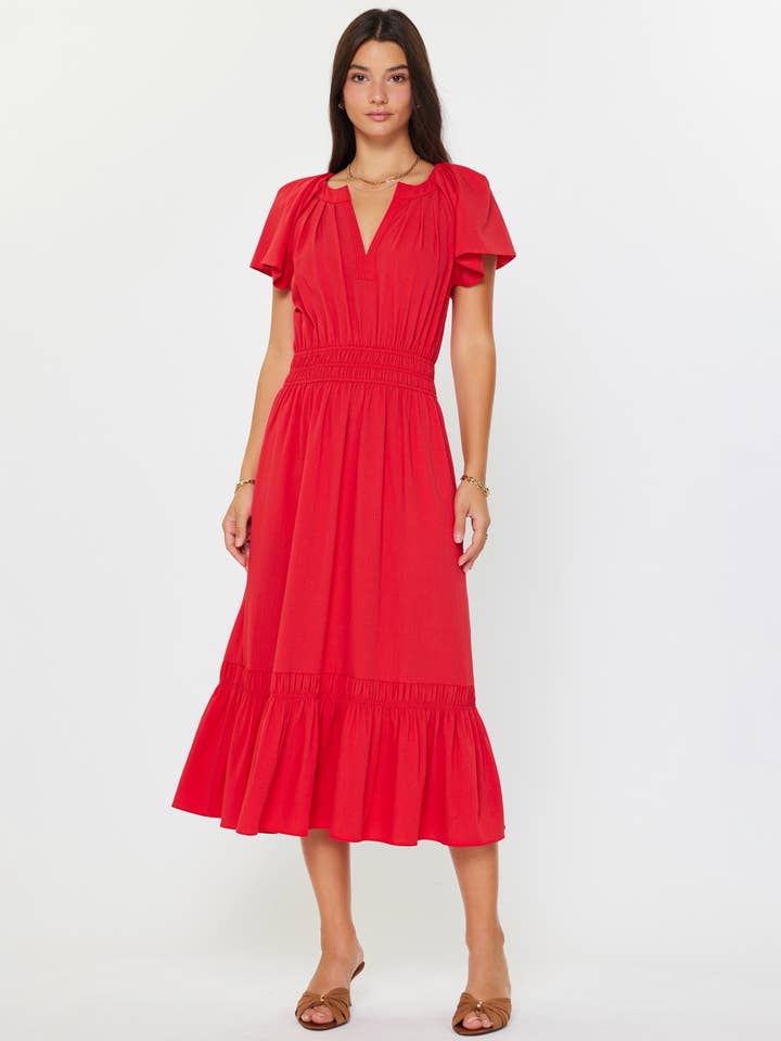 Flutter Sleeve Tiered Maxi Dress for wholesale by Current Air