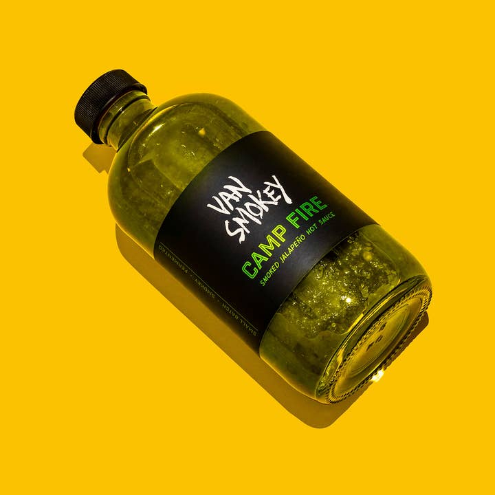 Camp Fire Smoked Jalepeno Hot Sauce for wholesale by Van Smokey