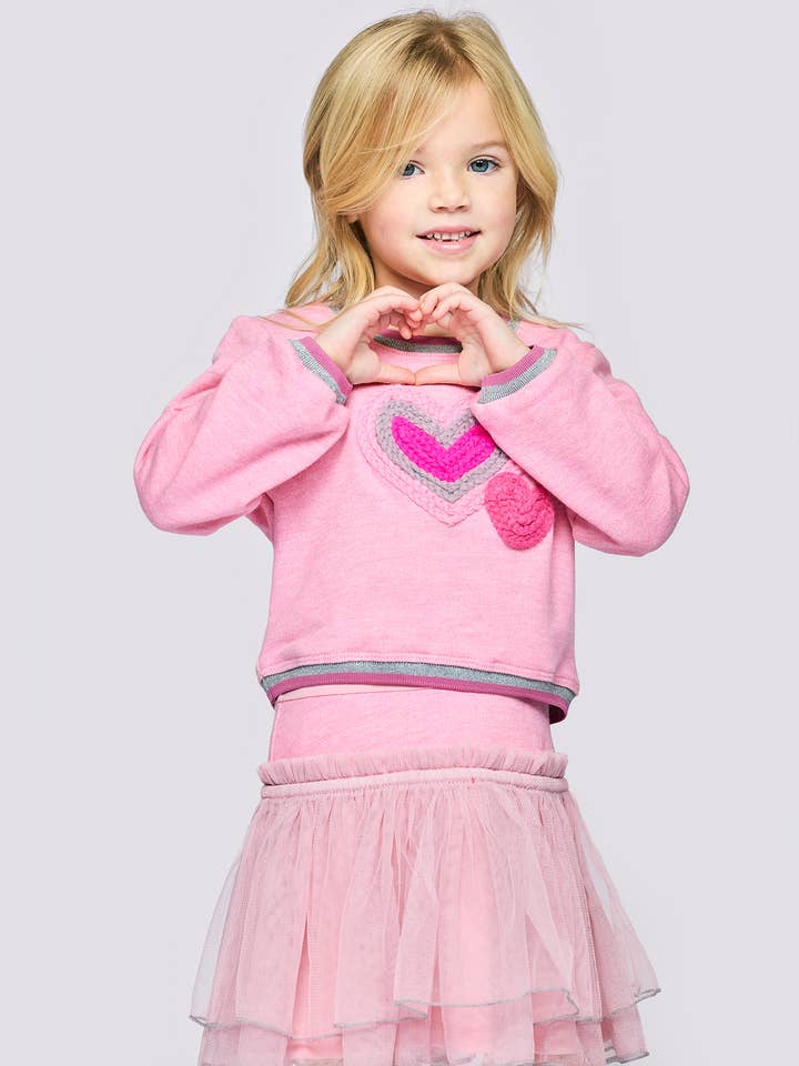 L/s Twofer Dress W/ Heart Trims and Drop Waist Mesh Skirt for wholesale by Hannah Banana , Baby Sara