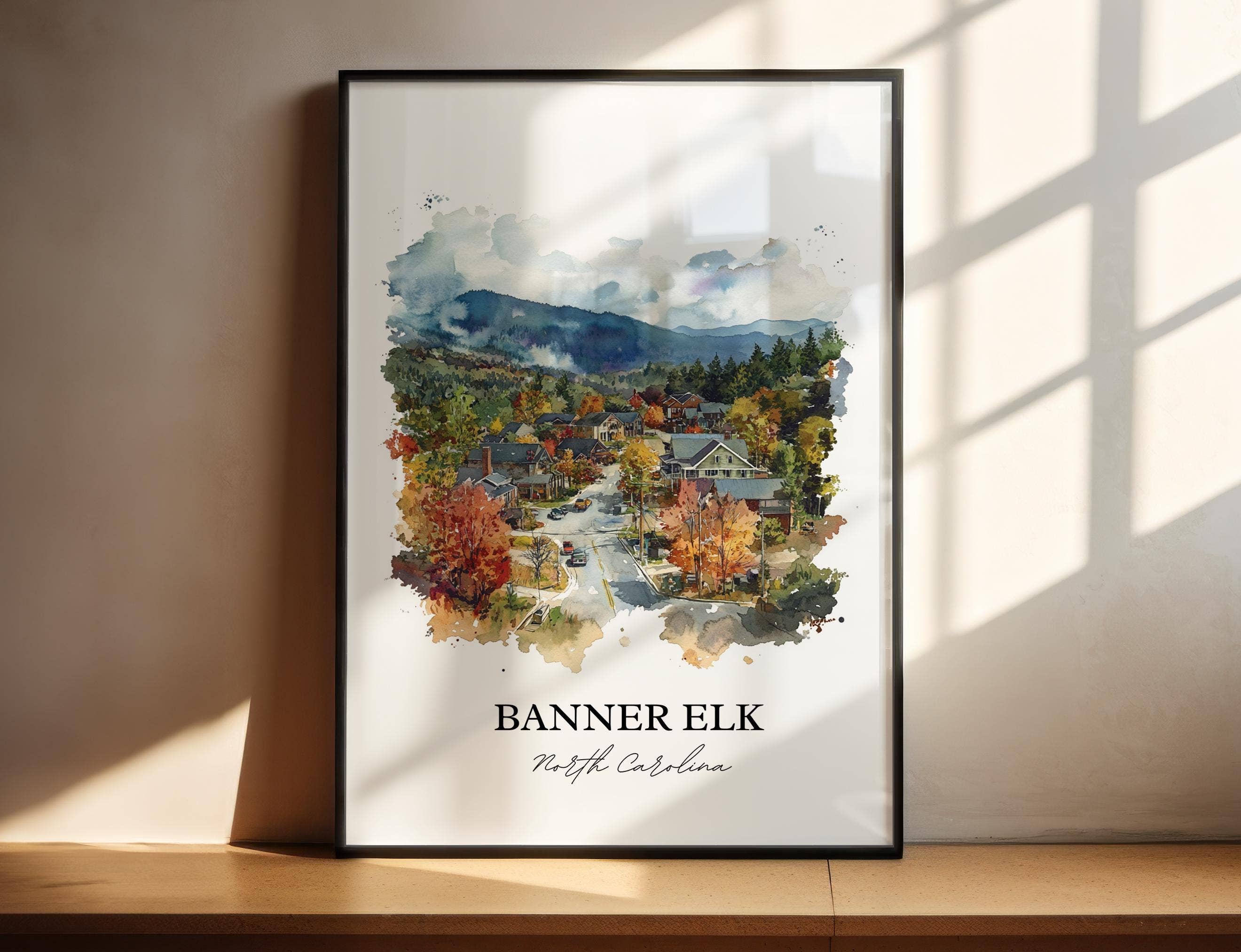 Premium Travel Art - Wholesale Art Print - Banner Elk NC Wall Art, Blue Ridge NC Print, North Carolina Watercolor, Banner Elk NC Gift, Travel Print, Travel Poster, Housewarming Gift