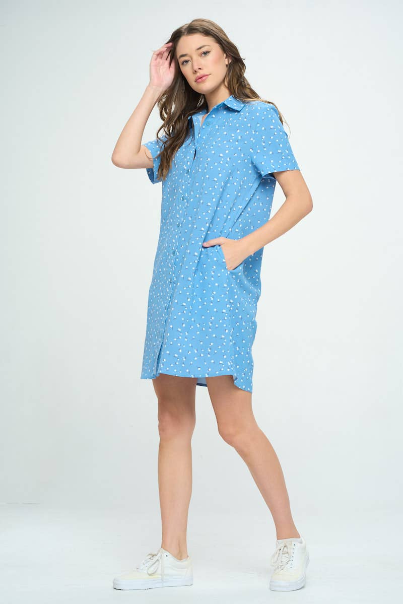 SM WARDROBE - Wholesale Dress - Women's - SNOWDROPS FLOWER PRINT DRESS BLUE3