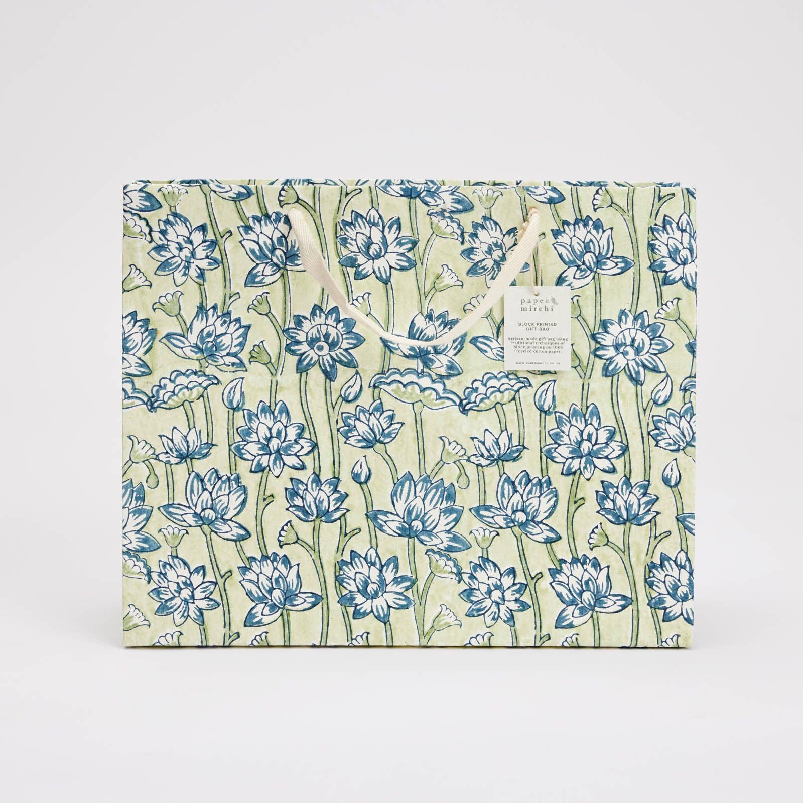 Paper Mirchi - Wholesale Gift Bag - Hand Block Printed Gift Bags (Large) - Indigo5