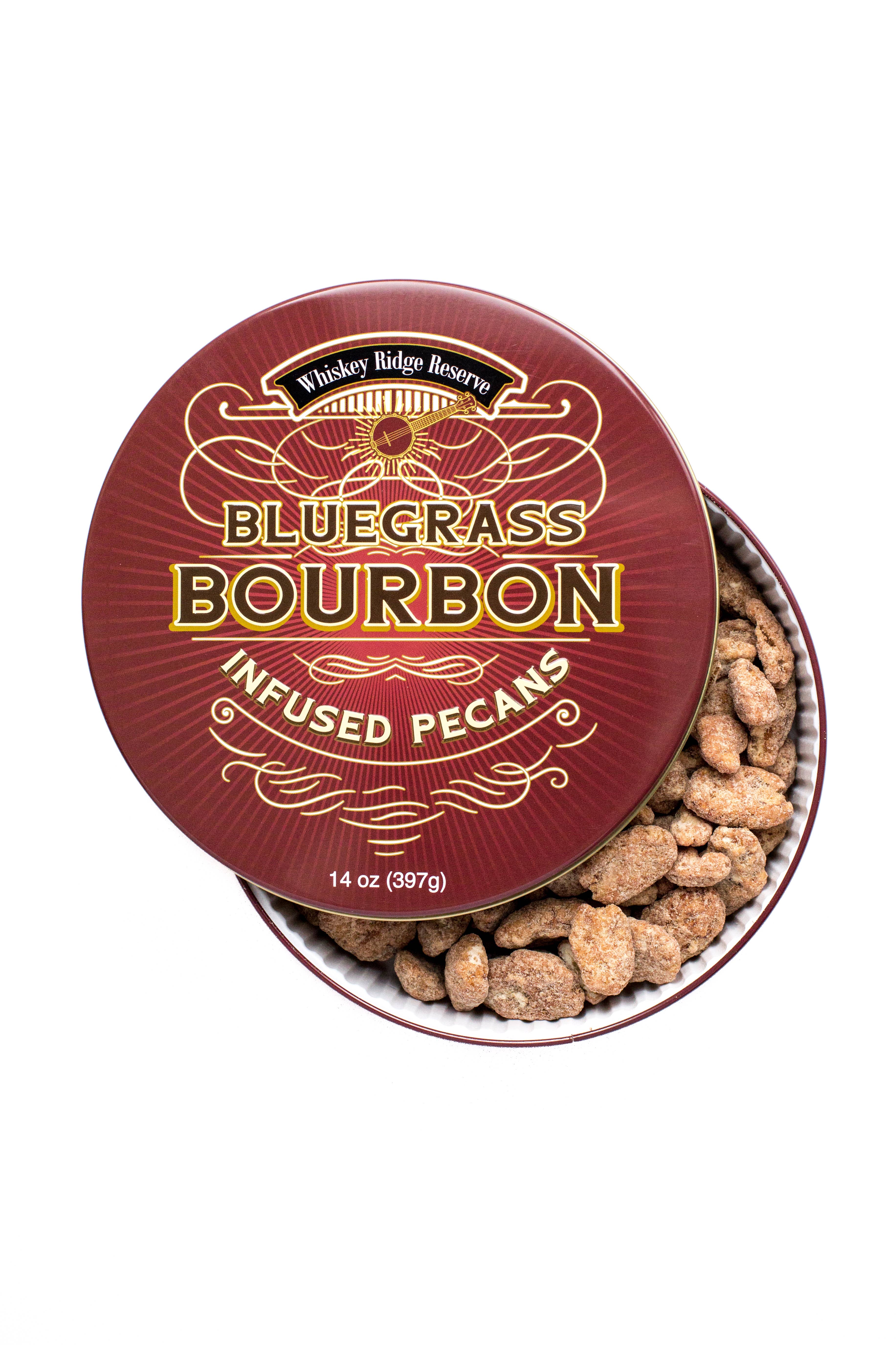 Damn, Man Snacks - Wholesale Nuts - Bluegrass Original Bourbon Pecans Gift Tin 14 Oz Nuts1