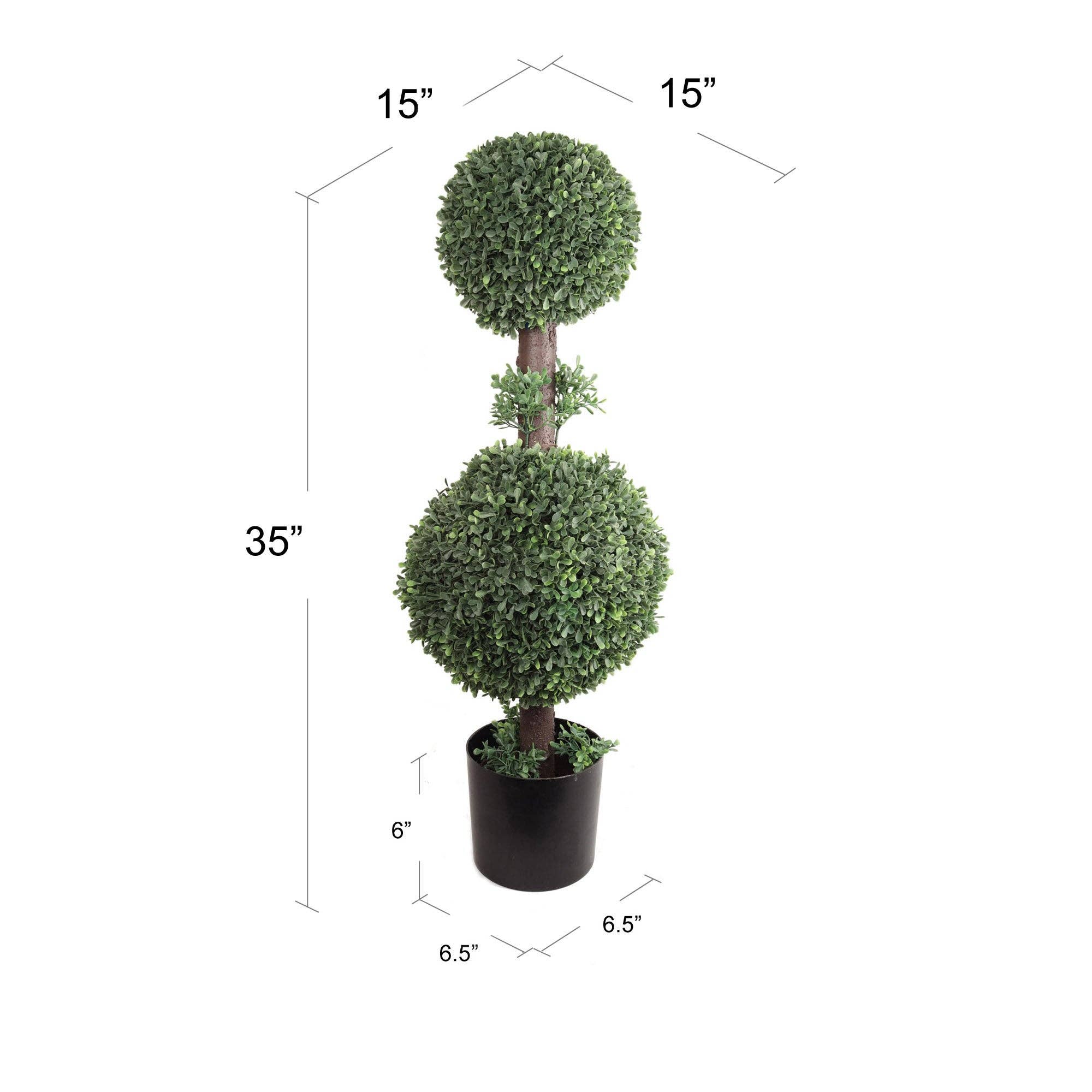 Larksilk – wholesale Artificial plant – Double Ball Boxwood Topiary - Lifelike Plastic Plant Decor1