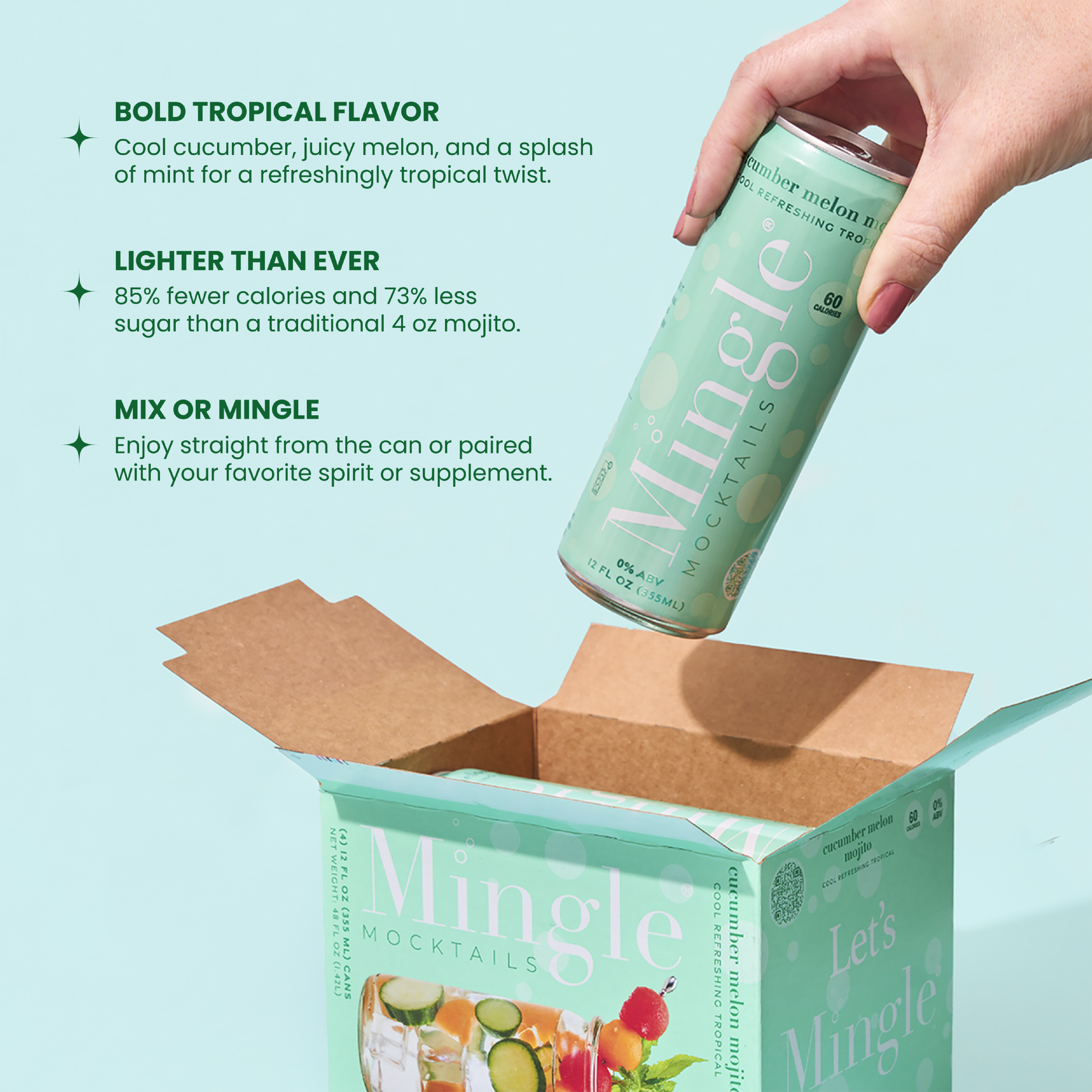 Mingle Mocktails - Wholesale Non-Alcoholic Aperitif/Mocktail - Cucumber Melon Mojito Mocktail3