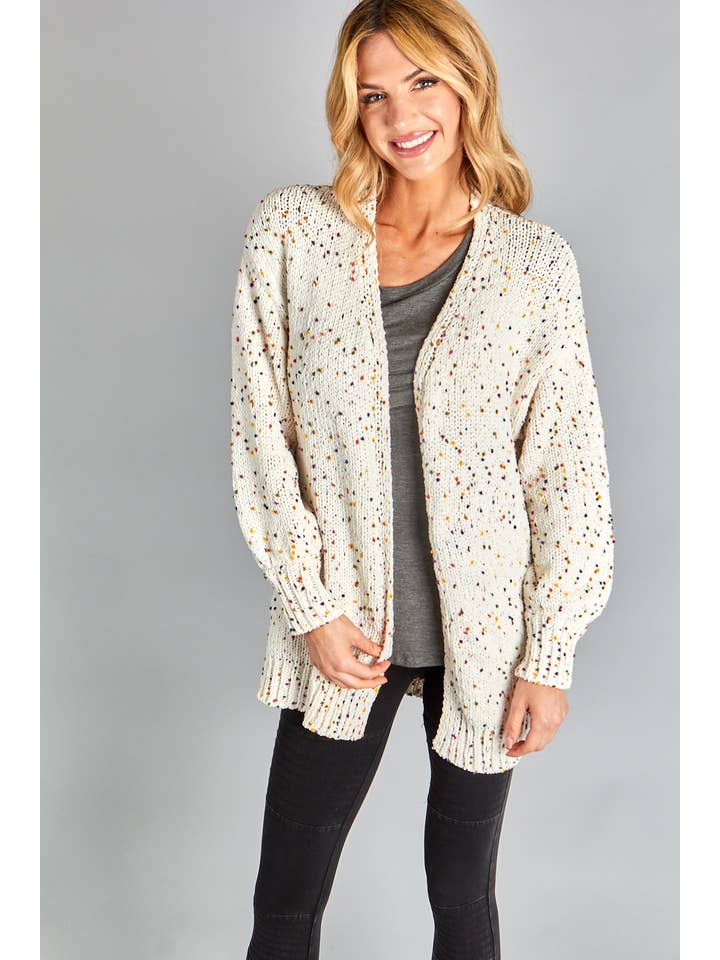 P.S Kate - Wholesale Cardigan - Women's - Rainbow color pom pom cardigan - PLUS 110941