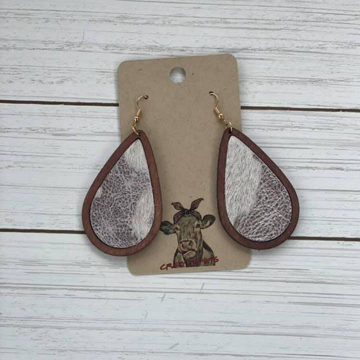 Crazy Heifers Wholesale - Wholesale Dangle Earrings - Drop Style Cowhide/ Wood Earrings4