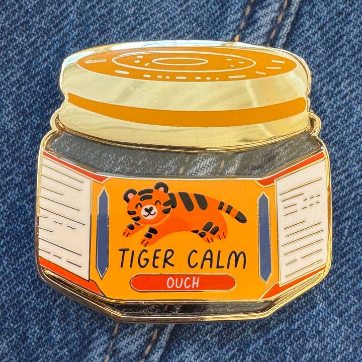 Tiger Balm Enamel Pin for wholesale by Happy Little Paper Co