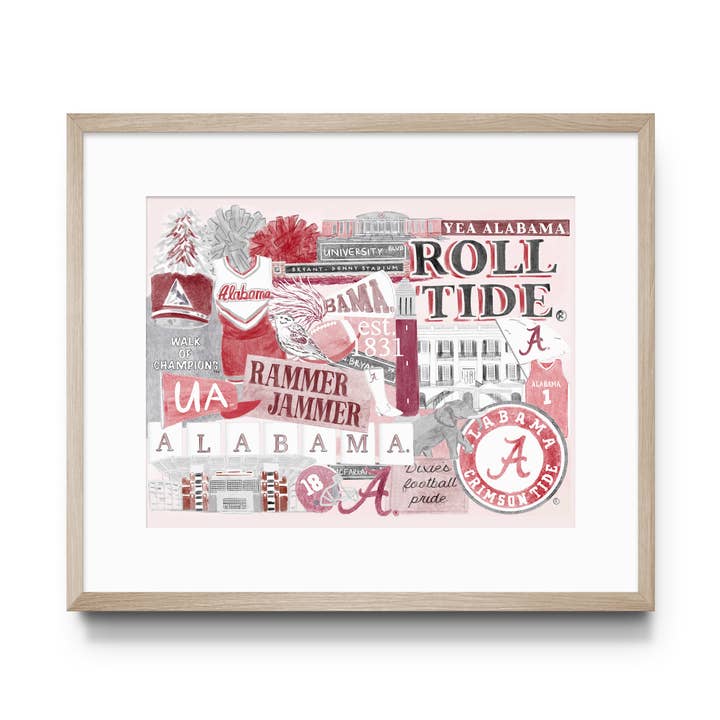 The University of Alabama Collage Print, Collegiate for wholesale by Gracefully Made Art