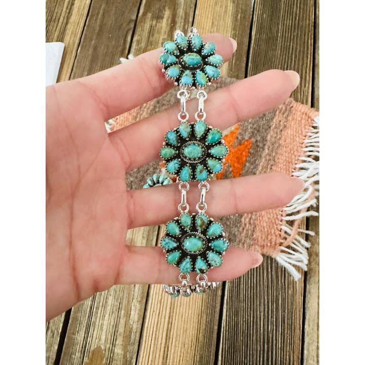 Nizhonitradersllc - Wholesale Jewellery set - Handmade Sterling Silver & Kingman Turquoise Cluster Choker Set4