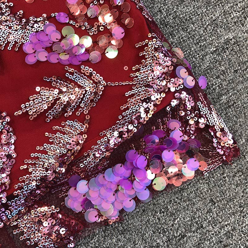 Color as pictures DR546 Vibrant Sequin Floral Embroidered Mesh Halter Dress for wholesale on Faire14