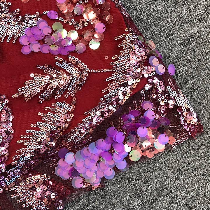 Color as pictures DR546 Vibrant Sequin Floral Embroidered Mesh Halter Dress for wholesale on Faire14