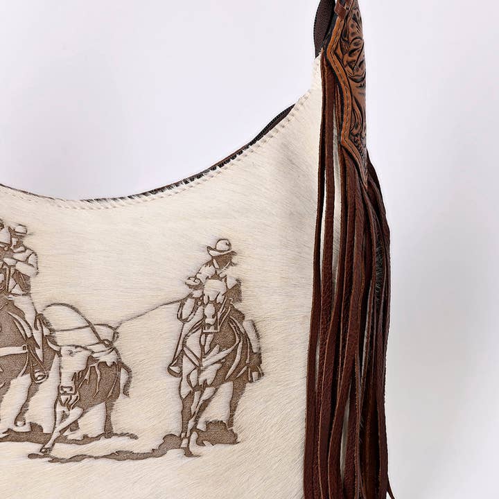 LS Western - Wholesale Shoulder bag – women's - LC-ADBG803 Annie Western Hobo Bag Hair-On Cowhide & Tooled Leather Shoulder Purse11