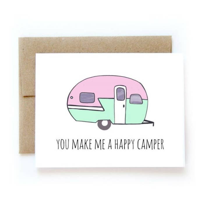 Happy Camper Card for wholesale by ACouplePuns®