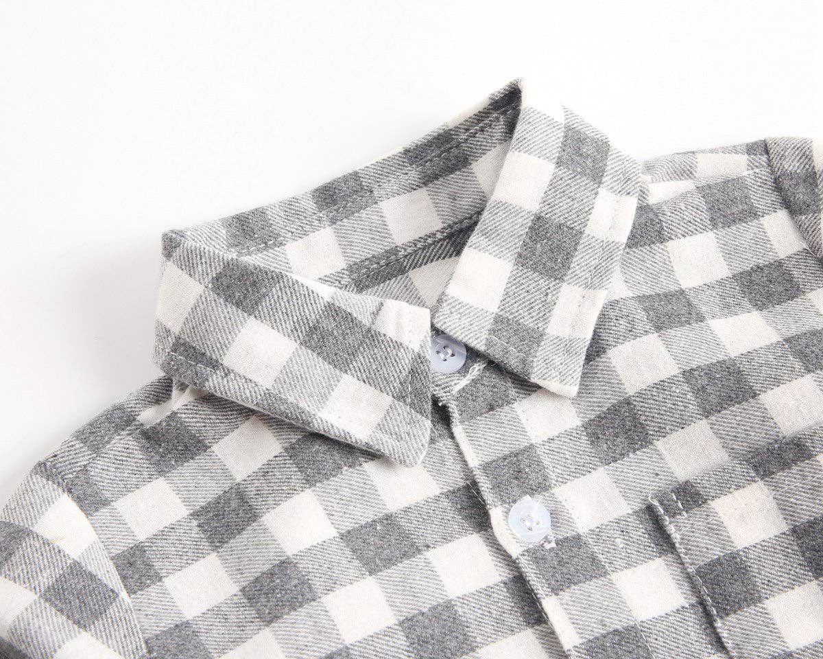 MyKids-USA® - Wholesale Button Down Shirt - Kids - Baby Boy Plaid Pattern Buttoned Shirt With Pockets Long Sleeve bodysuit In Autumn7