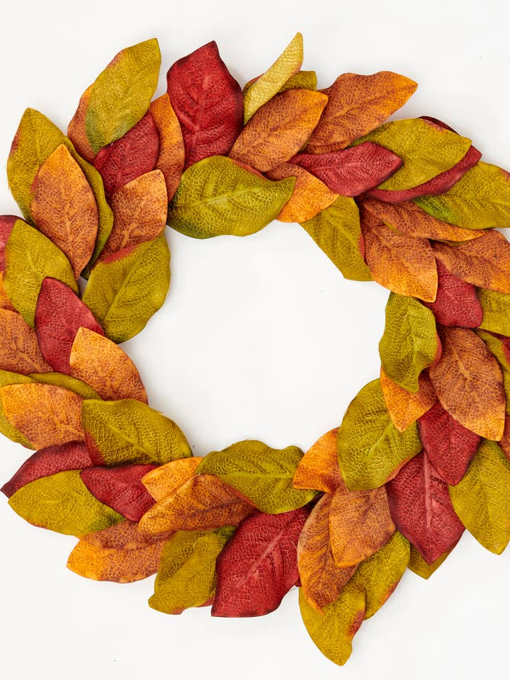20" Fall Leaves Wreath for wholesale by WORTH IMPORTS